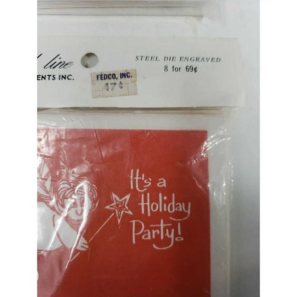 Vintage Christmas Holiday Party Invitations Jewel Line by Accents Lot of 2 Angel